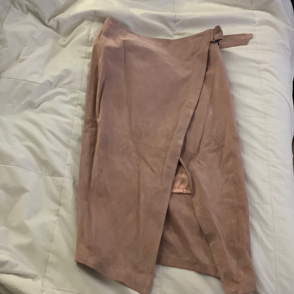 Blush Suede Wrap Pencil Skirt